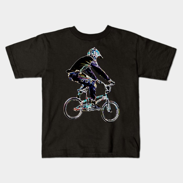 bmx Kids T-Shirt by rickylabellevie